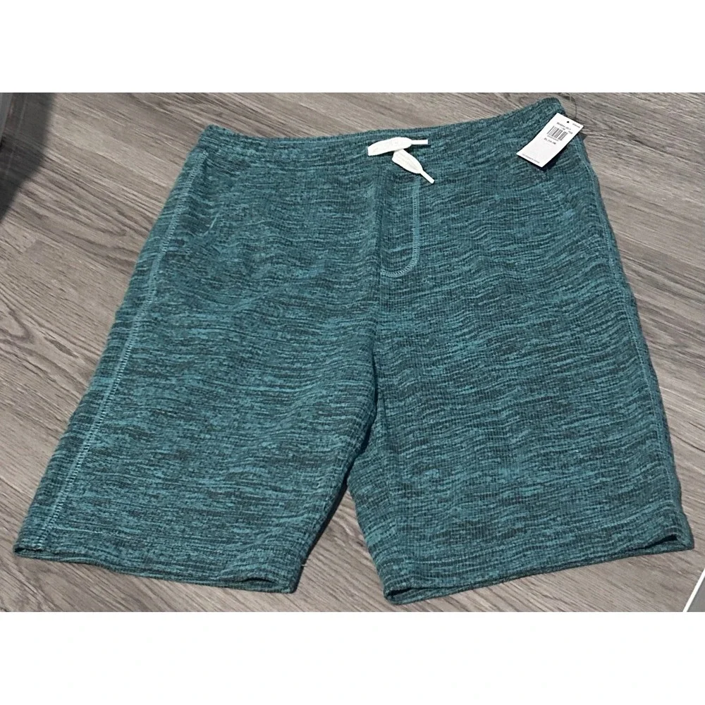Old Navy Knit Shorts Boys XL 14-16 Teal Space Dye NEW Drawstring Athletic